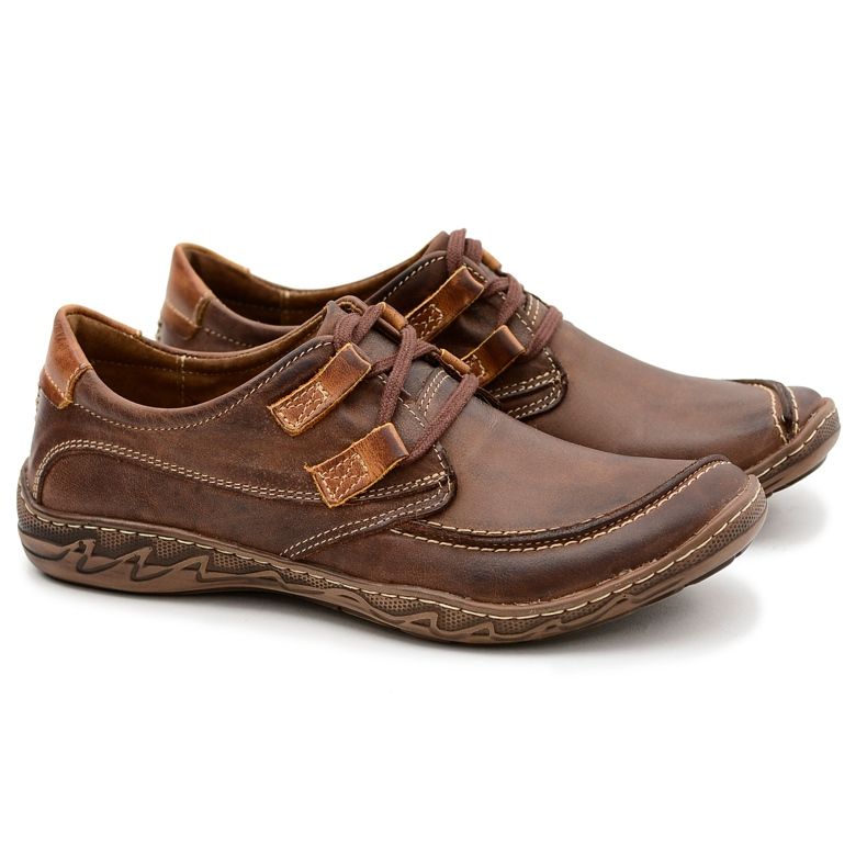 KOMODO Sapatos marrons de couro masculino Elton castanho