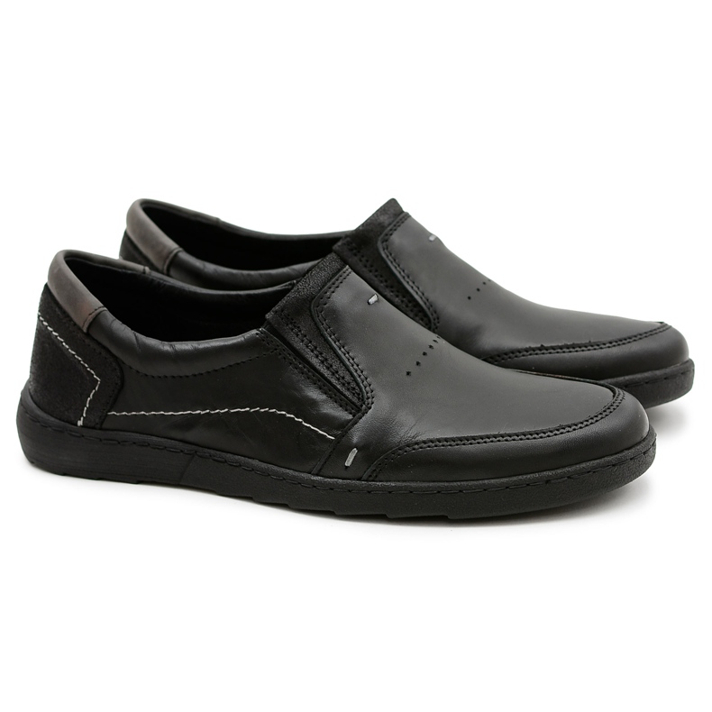KOMODO Tênis clássico masculino preto Slip-on Reno