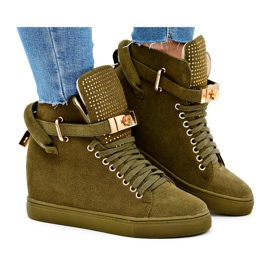 Tênis feminino Lu Boo Suede Golden Cadeado Olive Elani verde
