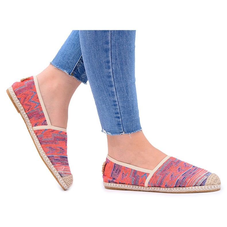 Lu Boo | Linho feminino Alpercatas Aztec Coral Bimbi rosa