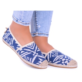 Lu Boo | Alpercatas astecas de linho azul feminino