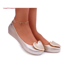 HV Ouro feminino bailarinas Meliski Hearts Diamond dourado