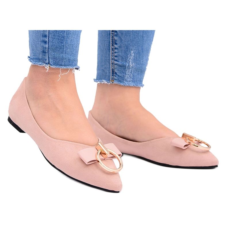 Lu Boo | Camurça Bailarinas Brinco Pó Rosa Septera