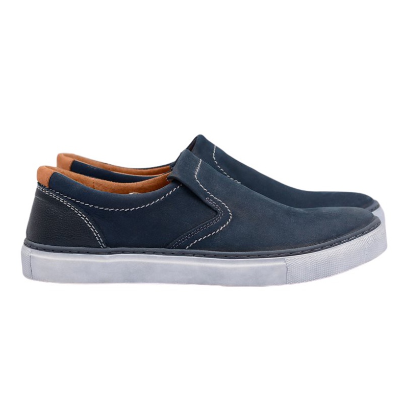 Neex | Sapatos Jazzy Masculinos de Couro Polonês Slip-On azul marinho
