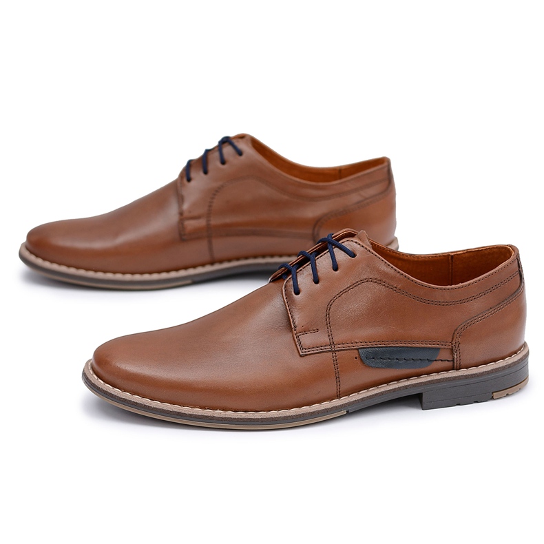 EVE Brogues masculinos elegantes em couro natural marrom raffi castanho