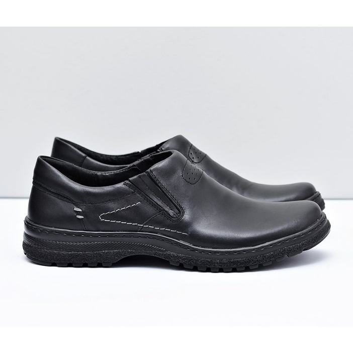 KOMODO Sapatos masculinos de couro preto Brogues Tamanhos grandes e modestos
