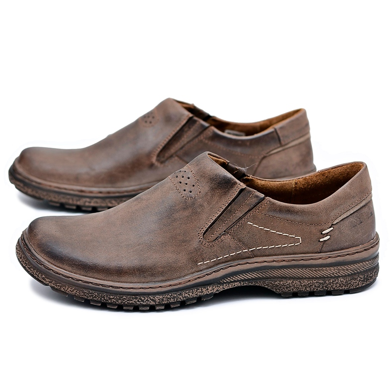KOMODO Sapatos masculinos de couro marrom Brogues Tamanho Grande Modesto castanho