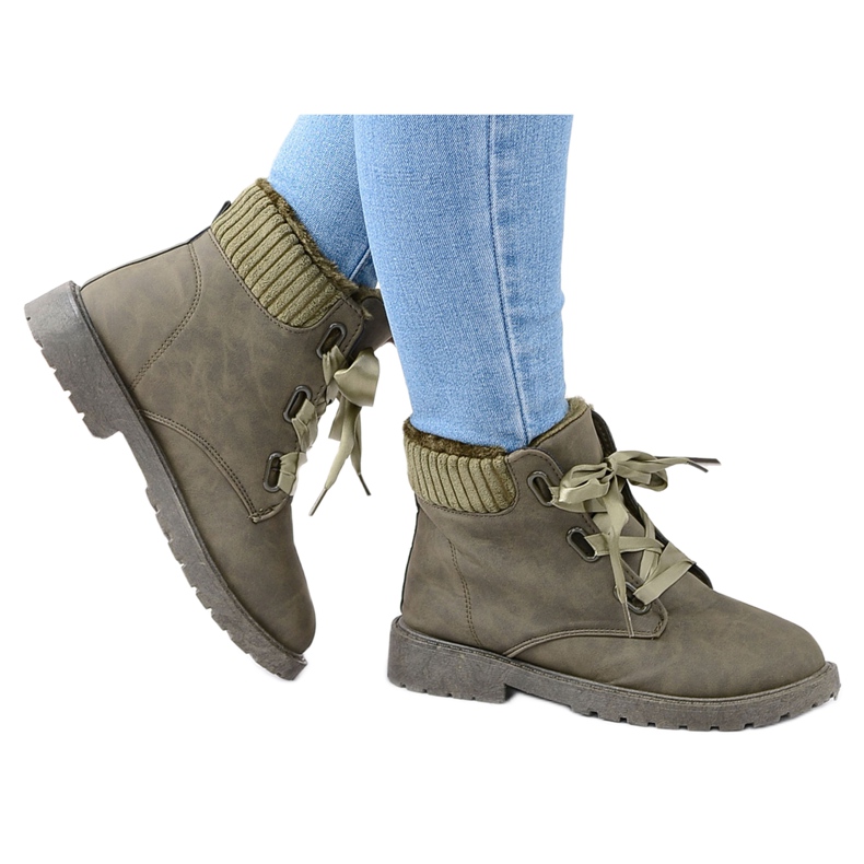 Botas femininas verde escuro Traperki Timberki Calama