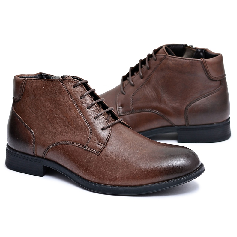 EVE Botas masculinas, couro, sapatos marrons Artemigo castanho