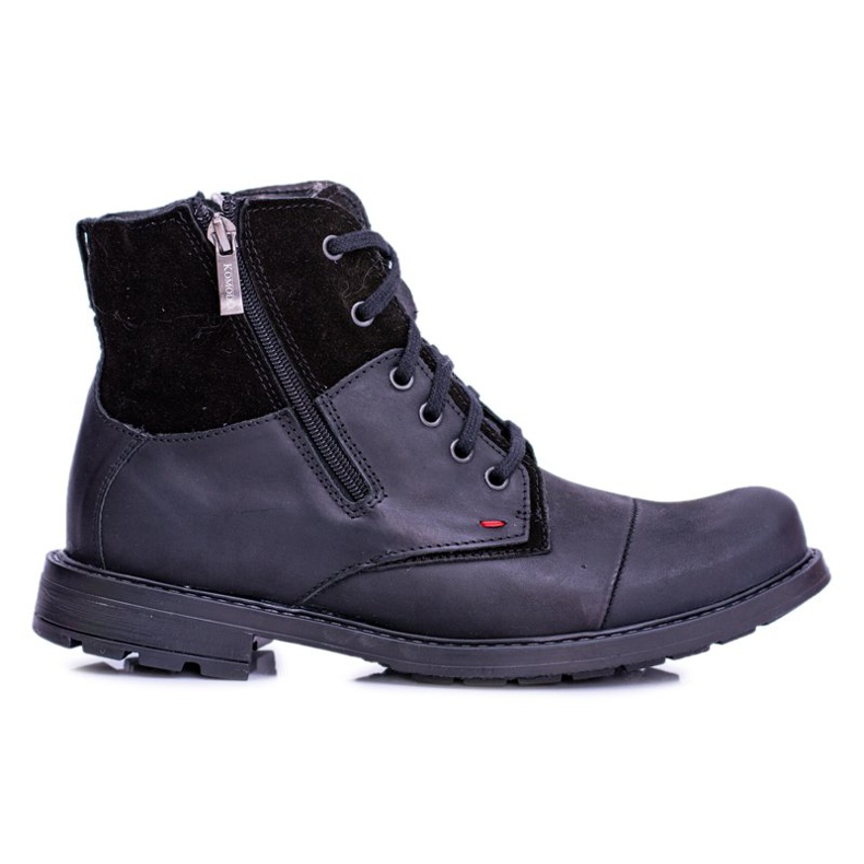 Botas de couro quentes masculinas com zíper preto KOMODO 871
