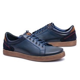 Sapatos esportivos masculinos de couro azul marinho Nikopol Design azul-marinho