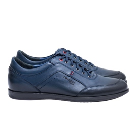 Sapatos masculinos de couro azul marinho Nikopol Casual Polver azul-marinho