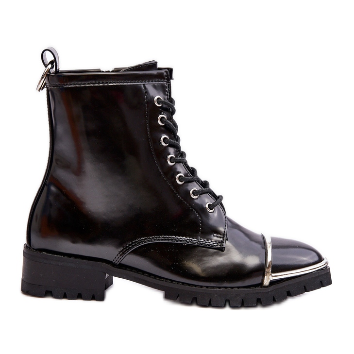 Botas femininas Lu Boo Black Workers com armação de aço Jacksy preto Botas femininas Lu Boo Black Workers com armação de aço Jacksy preto