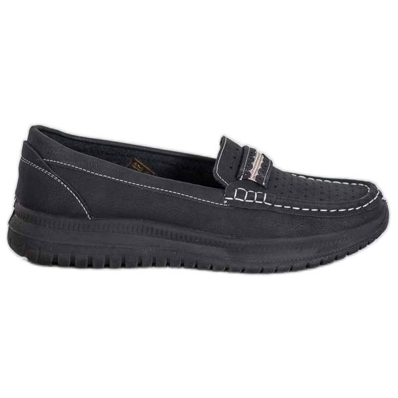 Small Swan Mocassins na plataforma preto