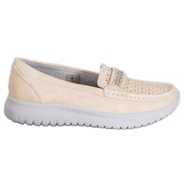 Small Swan Mocassins na plataforma castanho