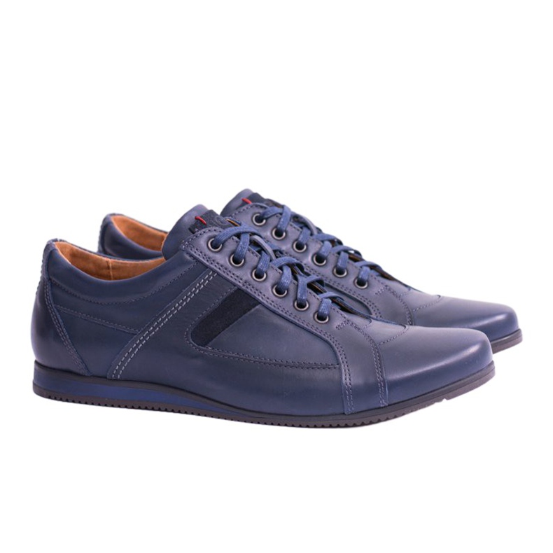 Neex Sapatos esportivos masculinos de couro Sferis azul marinho