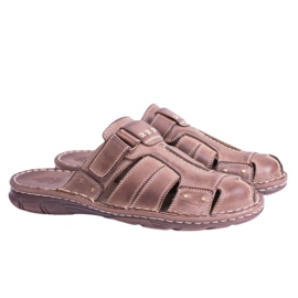 Chinelos Joker Masculino de Couro Mustang Brown marrom