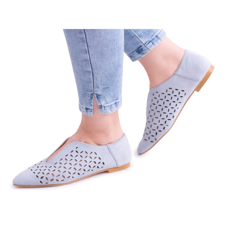 Sapatos sintéticos deslizantes femininos Lu Boo Blue Suede azul