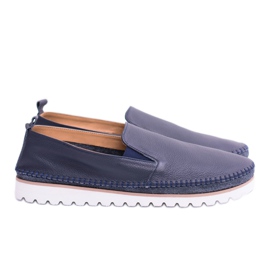 Mocassins de couro masculino azul marinho Perlugo azul-marinho
