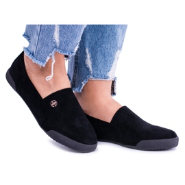 Tênis femininos com deslizamento Lu Boo preto Hayden Suede