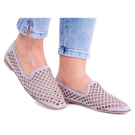 Lu Boo Gray Openwork Ballerinas Lordsy Studs Carmar cinza Lu Boo Gray Openwork Ballerinas Lordsy Studs Carmar cinza