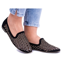 Lu Boo Black Openwork Ballerinas Lordsy Brads Carmar preto