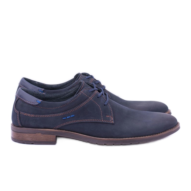 KOMODO Sapatos elegantes de couro masculino Santiago azul marinho