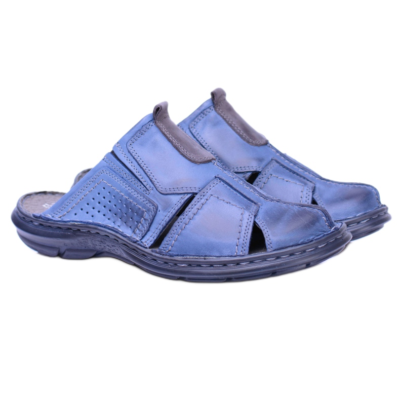 Polbut Chinelos Milanos Azul Marinho Masculino de Couro