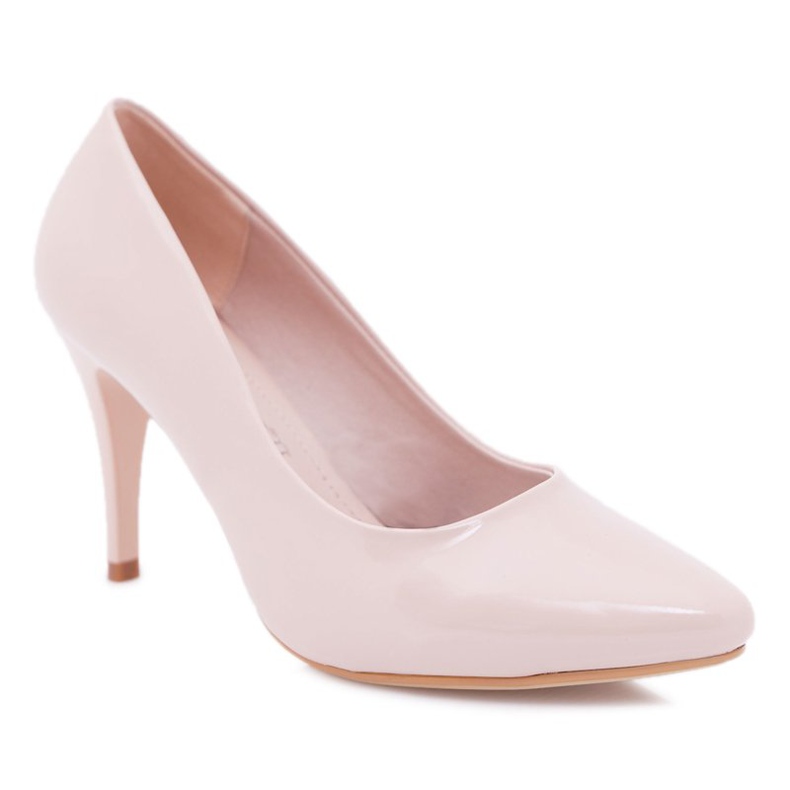 Salto alto feminino Sergio Leone Laqueado Bege Greca