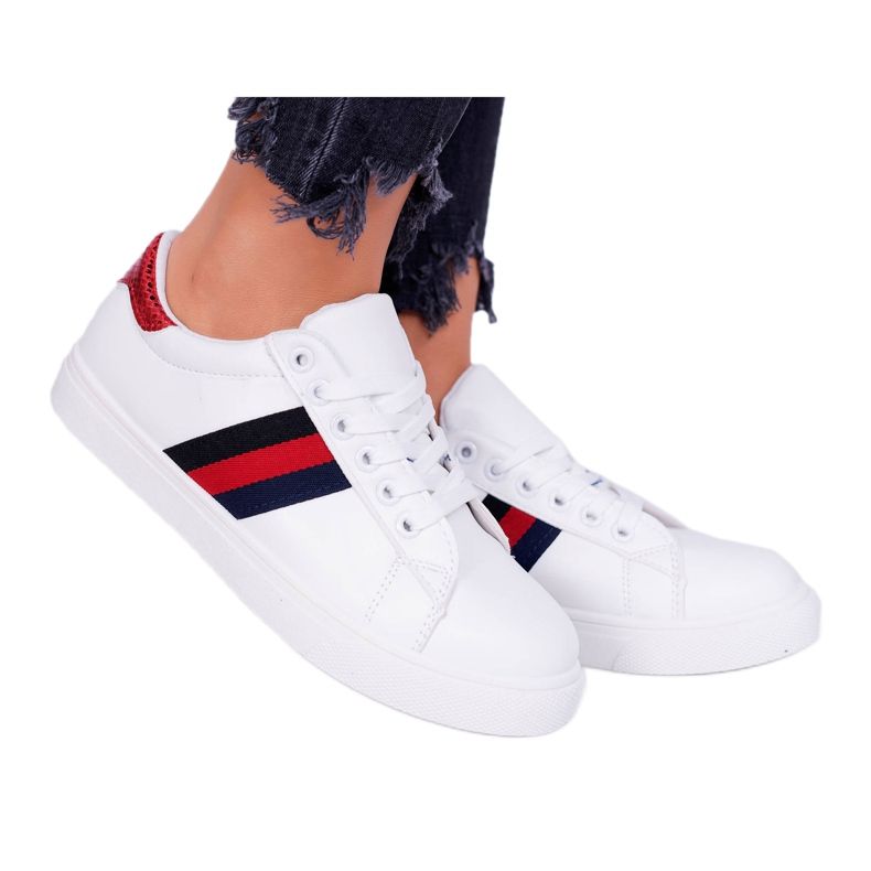 SEA Sapatas esportivas femininas com cintos AceGu branco e vermelho SEA Sapatas esportivas femininas com cintos AceGu branco e vermelho