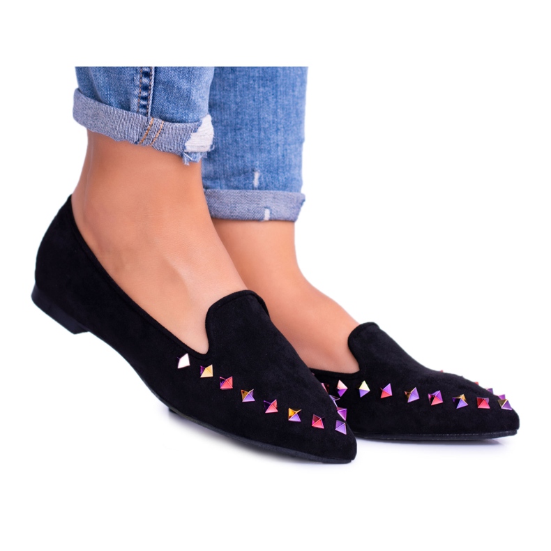 Lu Boo Black Lords Jatos Iridescent Suede Spike preto
