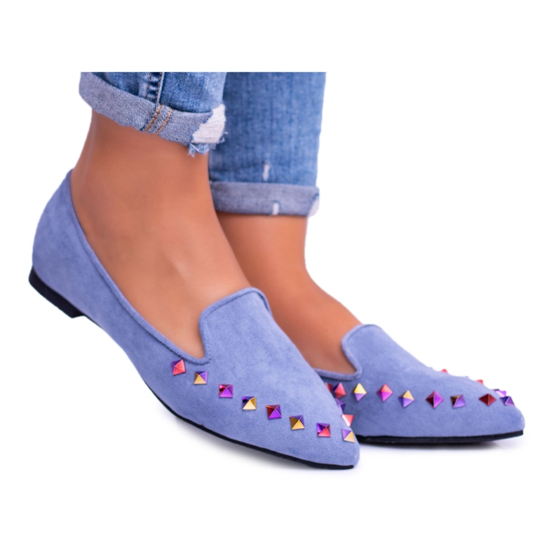 Lu Boo Blue Lords Jatos Iridescent Suede Spike azul