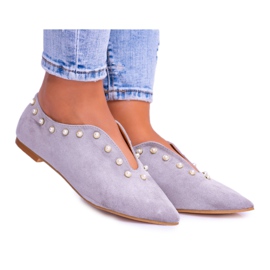 Sapatos Lu Boo cinza com recortes de miçangas Merseo
