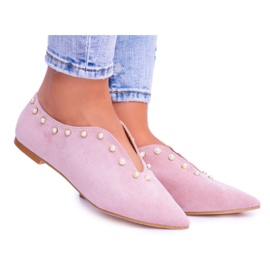 Lu Boo Brogues rosa com recortes de miçangas Merseo