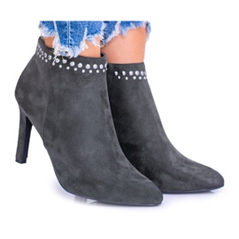 Vinceza Botas oliva femininas em salto alto Rebites Bemi verde