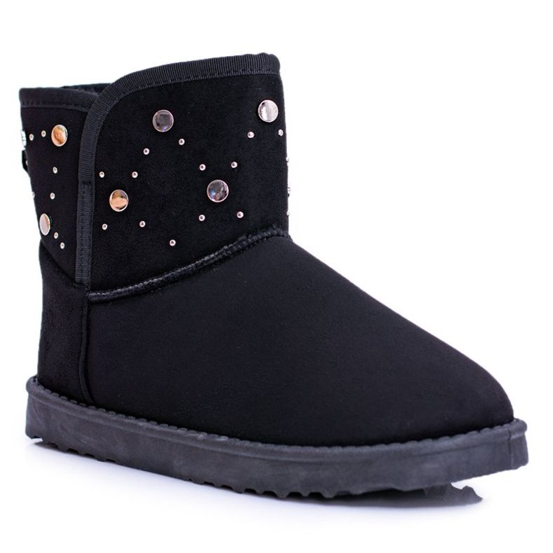 BUGO Botas femininas pretas quentes de neve camurça biggy preto