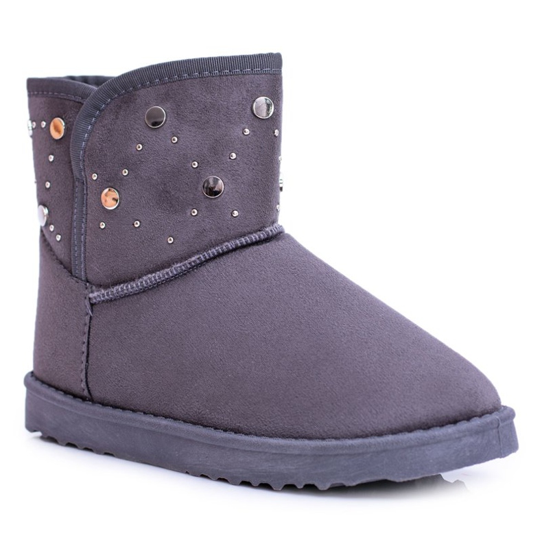BUGO Botas femininas cinza quente de neve camurça biggy