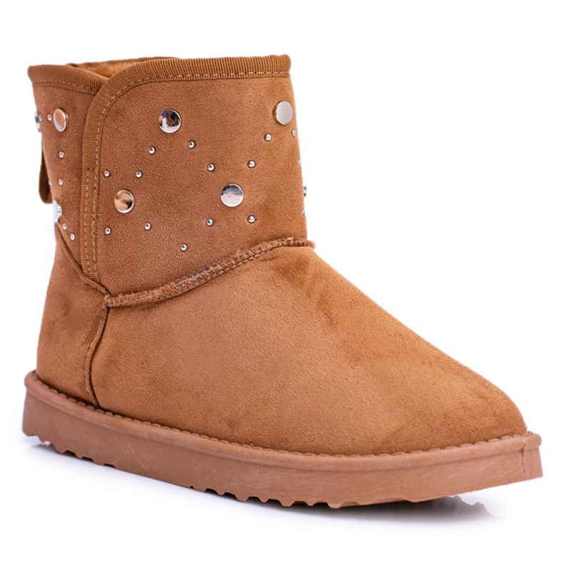 BUGO Botas de neve quentes femininas camurça camelo biggy castanho