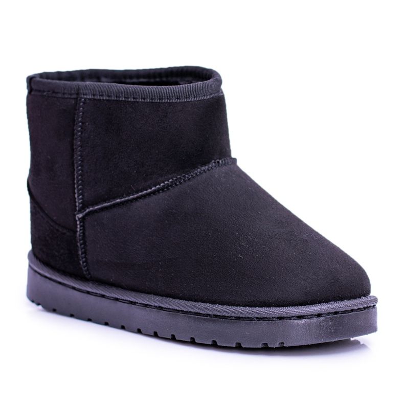 FRROCK Botas de neve juvenis negras quentes para crianças Gooby preto