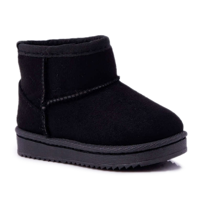 FRROCK Botas de neve juvenis negras quentes para crianças Gooby preto