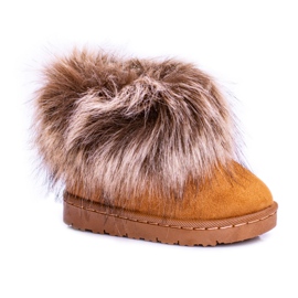 FRROCK Botas de neve para crianças com pele de camelo pequena raposa castanho FRROCK Botas de neve para crianças com pele de camelo pequena raposa castanho