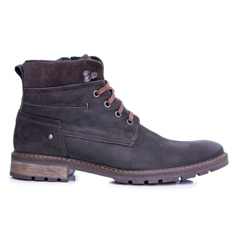 Botas quentes masculinas de couro preto Neex Kobe castanho
