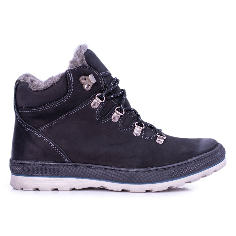 Mario Boschetti Botas quentes masculinas de couro preto abelo