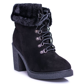 BUGO Botas femininas negras com pele no calcanhar influenciam preto BUGO Botas femininas negras com pele no calcanhar influenciam preto