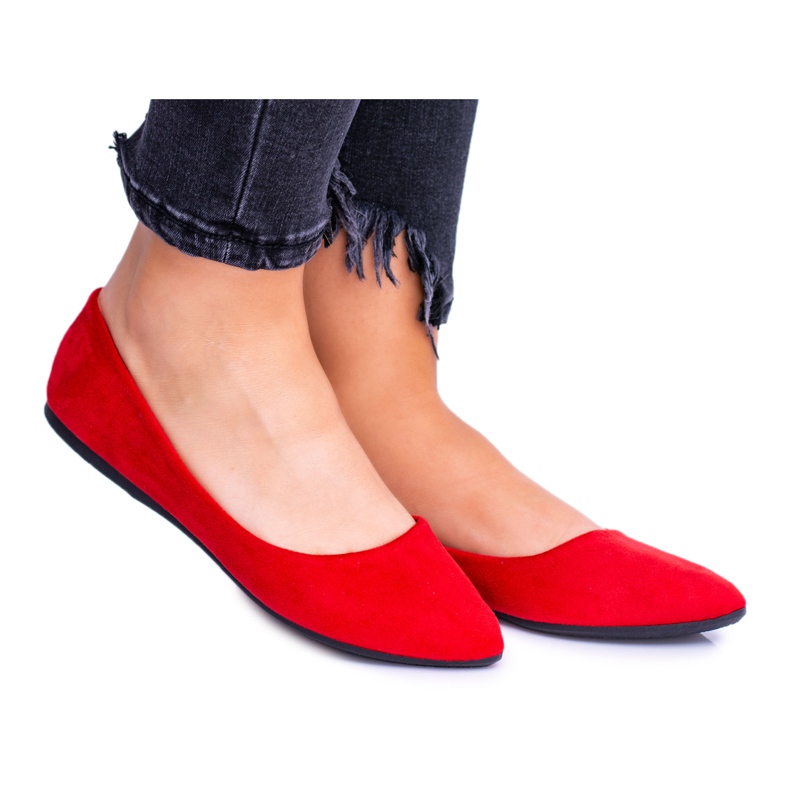PS1 Bailarinas Vermelhas Femininas Camurça Dermeno vermelho