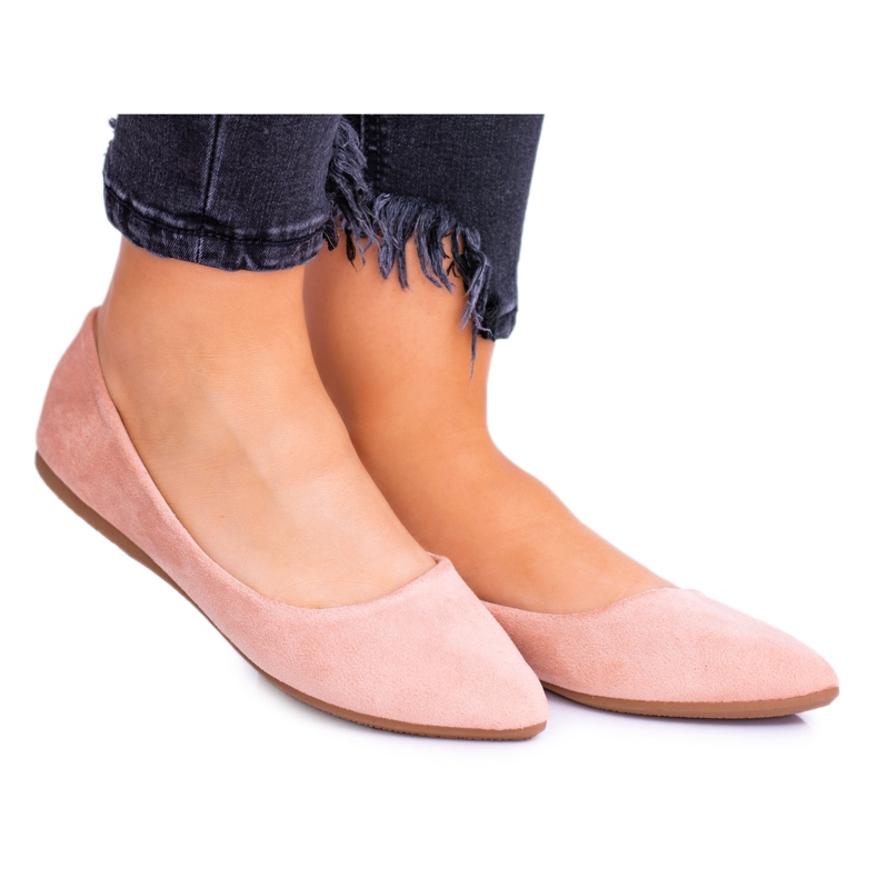 PS1 Bailarinas rosa feminino camurça Dermeno