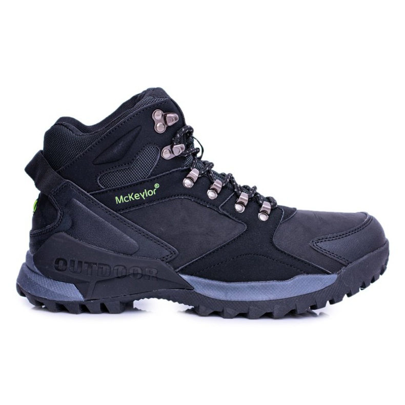 Mckeylor Sapatos de trekking masculinos pretos aquecidos com lã de padava