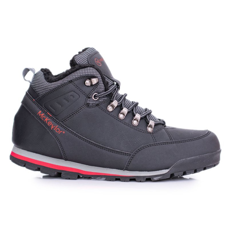 Mckeylor Sapatos de trekking masculinos negros com lã reflex preto