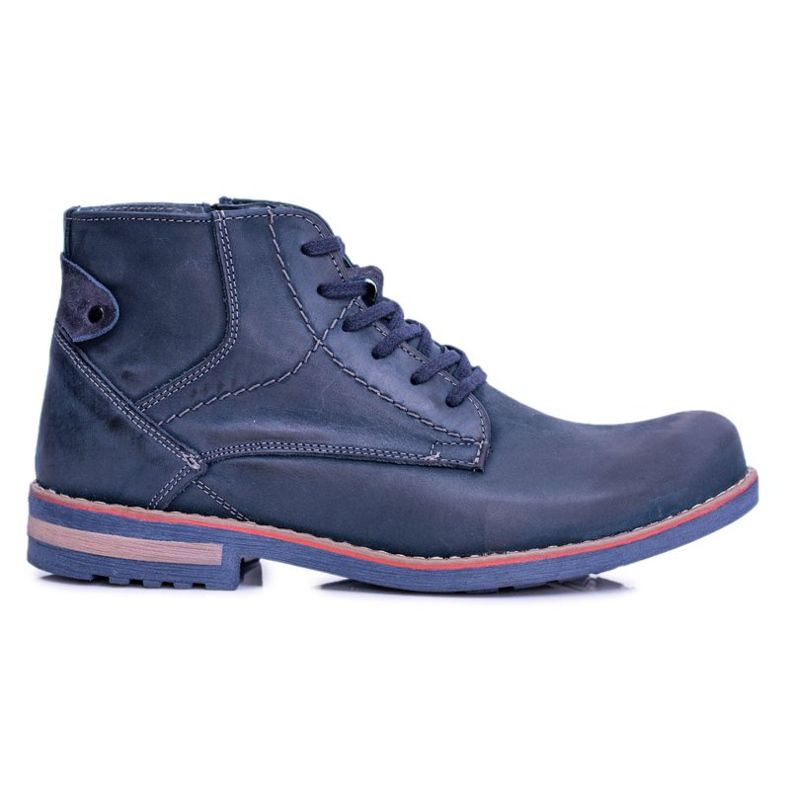 Botas de couro masculinas com zíper Komodo 731 azul marinho