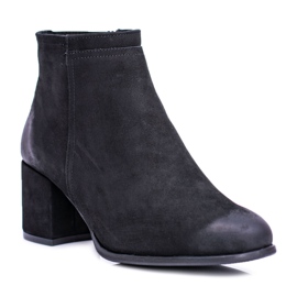 Botas femininas de couro preto com salto Nicole Botas femininas de couro preto com salto Nicole